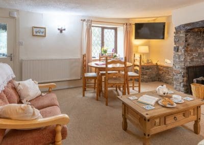 Interior of the living/dining area at Sylvie's Cottage